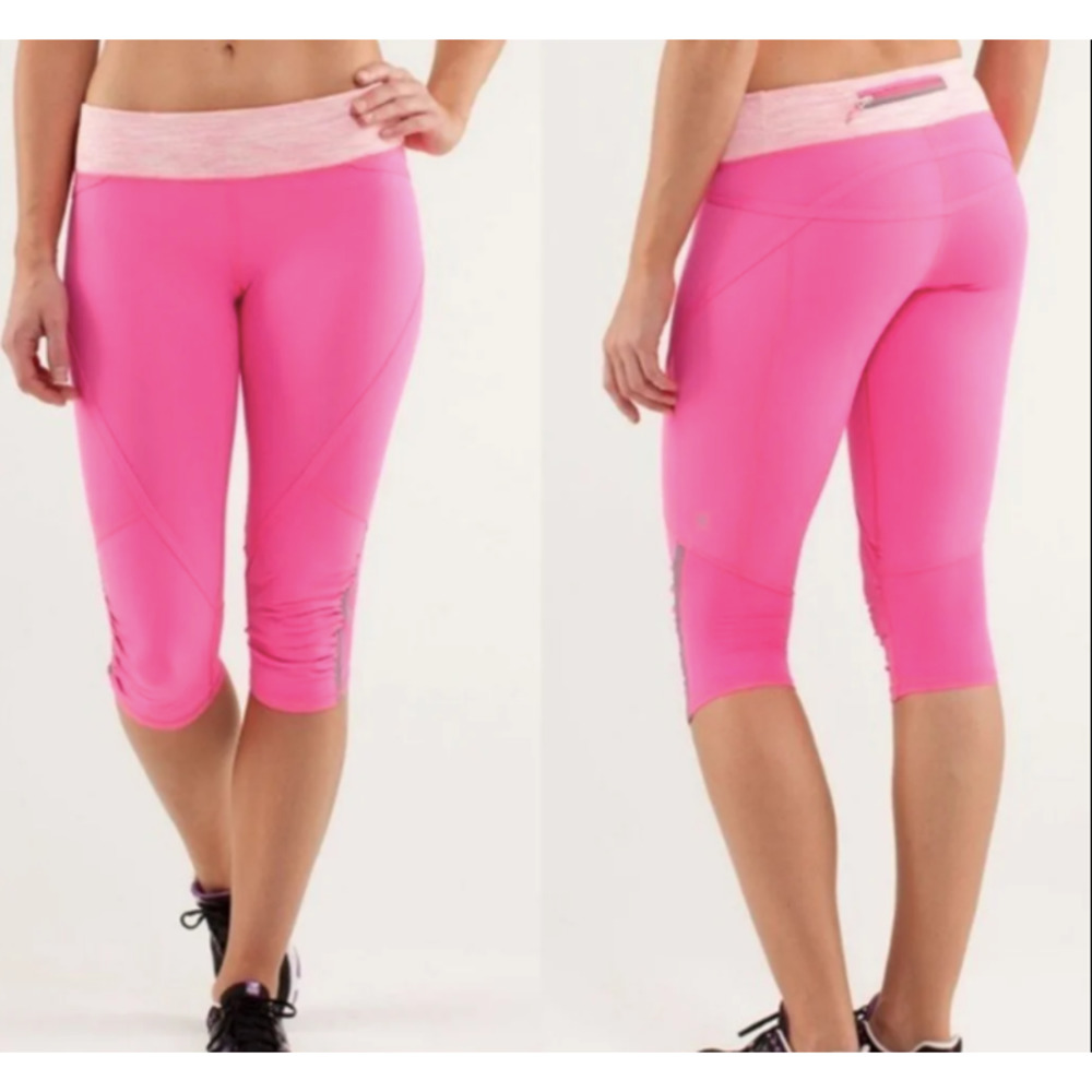 LULULEMON Athletica Run Pace Crop Bright Pink Leggings 6
